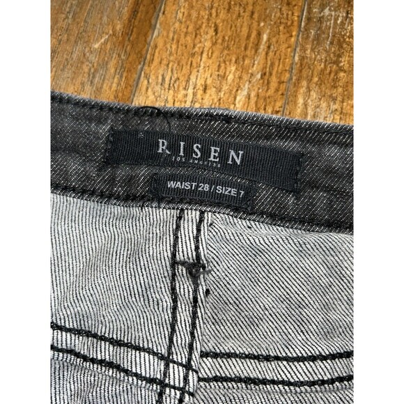 Risen Jeans Womens 7/28 Stretch Skinny Distressed Black - Picture 6 of 8